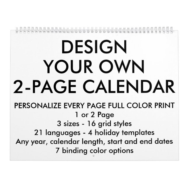 Custom Personalised Large 2-Page Calendar (Cover)