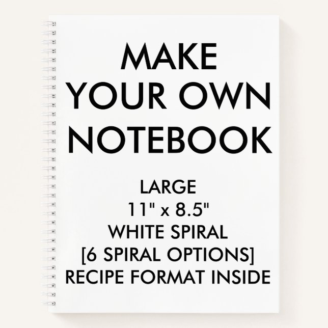 Custom Personalised Large RECIPE Notebook (Front)