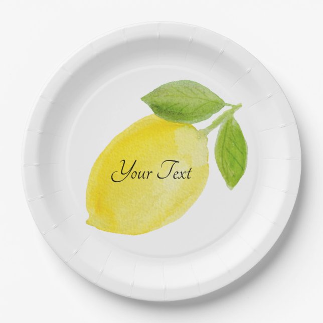 Custom Personalised Lemon Plate. Paper Plate (Front)