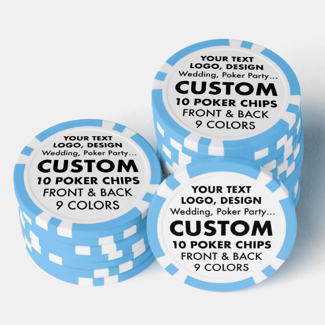Custom personalised LIGHT BLUE Poker Chips (Stack)