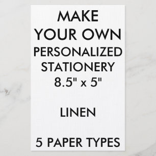 Custom Personalised Linen Stationery 8.5" x 5"