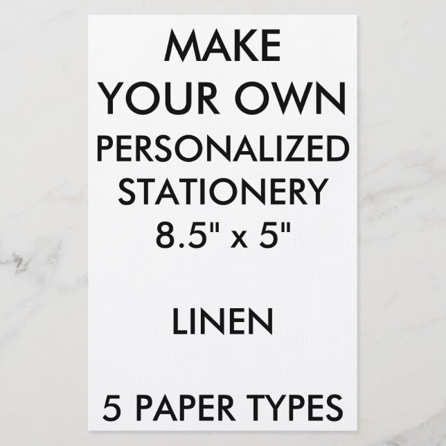 Custom Personalised Linen Stationery 8.5" x 5" (Front)