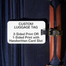 Custom personalised LUGGAGE TAG blank 2-SIDE PRINT