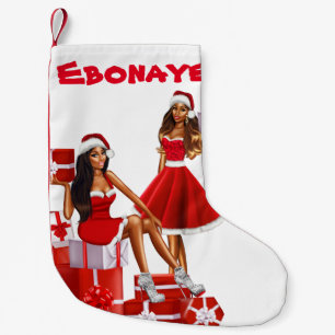 Custom Personalised Melanin Women Christmas Black Small Christmas Stocking