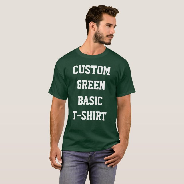 Custom Personalised Men's BASIC DARK GREEN T-SHIRT (Front Full)