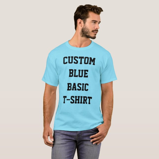 Custom Personalised Men's BASIC LIGHT BLUE T-SHIRT (Front Full)