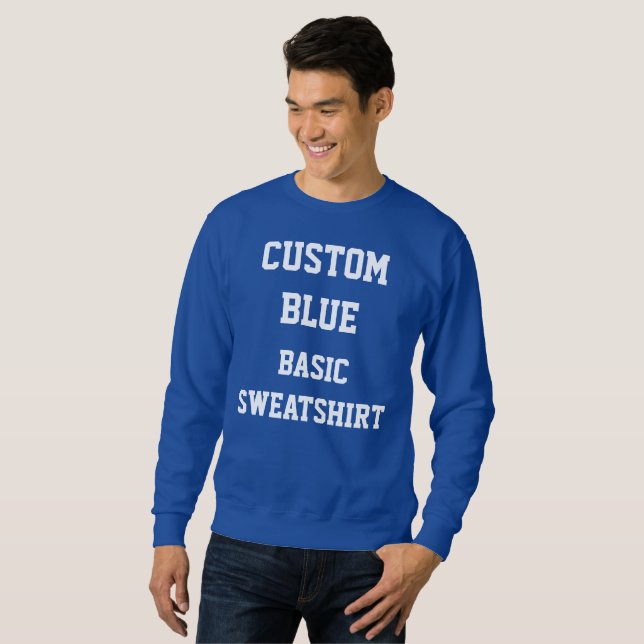 Custom Personalised Men's BLUE BASIC SWEATSHIRT (Front Full)