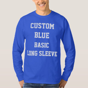 Custom Personalised Mens BLUE LONG SLEEVE T-SHIRT