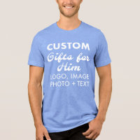 Custom personalised Men's Blue Tri-Blend T-Shirt