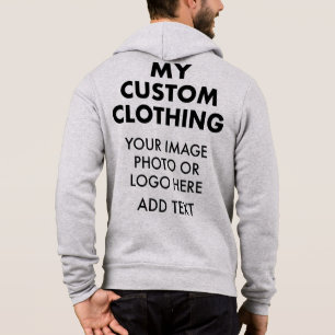 Custom Personalised MEN'S FULL ZIP HOODIE - GREY