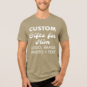 Custom personalised Men's Green Tri-Blend T-Shirt Shirt