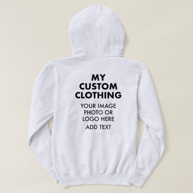 Custom Personalised MEN'S HOODIE - LIGHT ASH GREY (Design Back)