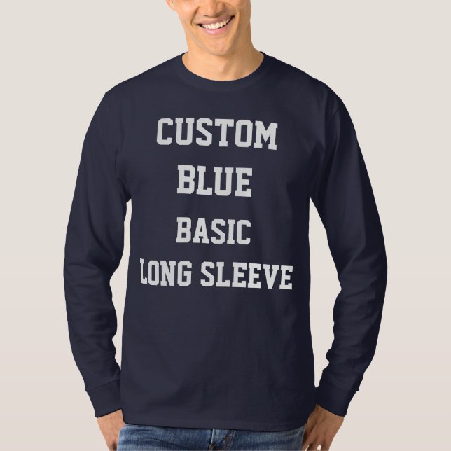 Custom Personalised Mens NAVY LONG SLEEVE T-SHIRT (Front)