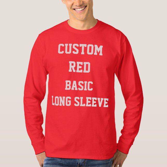 Custom Personalised Men's RED LONG SLEEVE T-SHIRT (Front)