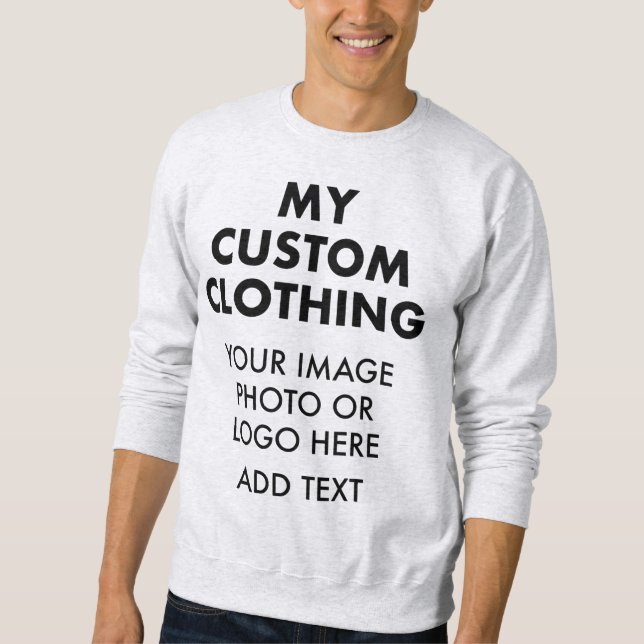 Custom Personalised MEN'S SWEATSHIRT - LIGHT GREY (Front)