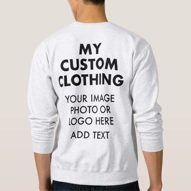 Custom Personalised MEN'S SWEATSHIRT - LIGHT GREY (Back)