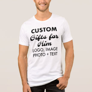 Custom personalised Men's White Tri-Blend T-Shirt Shirt