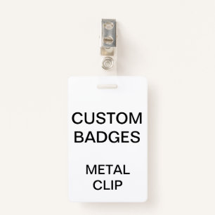 Custom Personalised METAL CLIP BADGE ID Badge