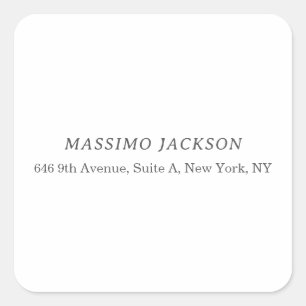 Custom personalised minimalist address name square sticker