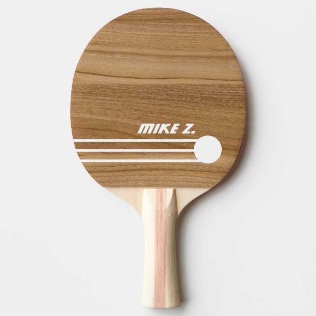 Custom Personalised Modern Font Name Wood Ping Pong Paddle (Front)
