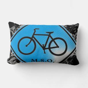 custom personalised Monogram Initials on Bike sign Lumbar Cushion