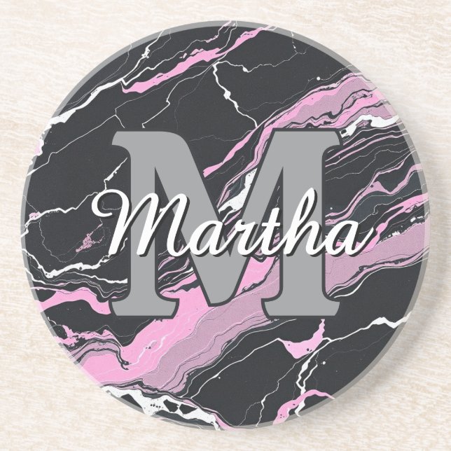 Custom Personalised Monogram Script Name Initial Coaster (Front)