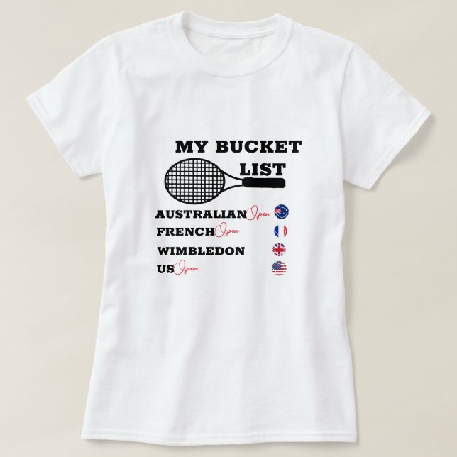 Custom Personalised My Bucket List Grand Slam T-Shirt (Design Front)