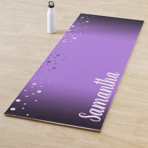Custom Personalised Name Faux Silver Confetti Yoga Mat