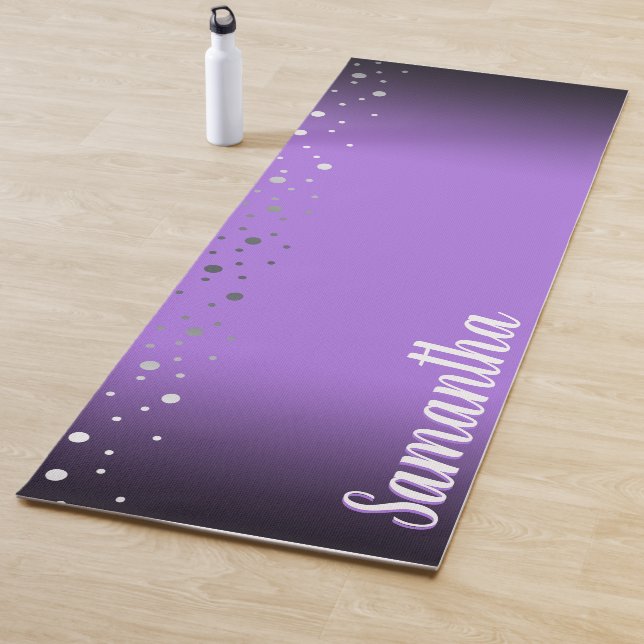 Custom Personalised Name Faux Silver Confetti Yoga Mat (In Situ)