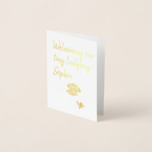 Custom/Personalised Name Ladybug Girl Baby Shower Foil Card
