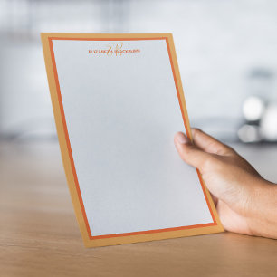 Custom Personalised Name Monogram Initials Orange Stationery
