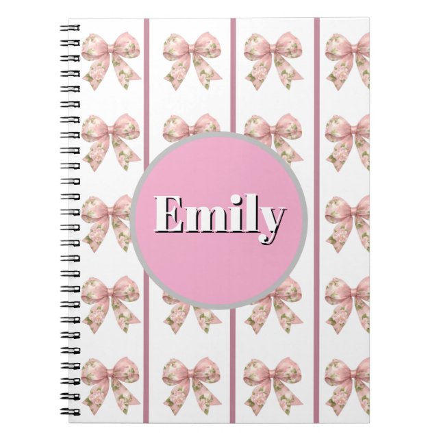 custom & personalised  name notebook with bow (Front)