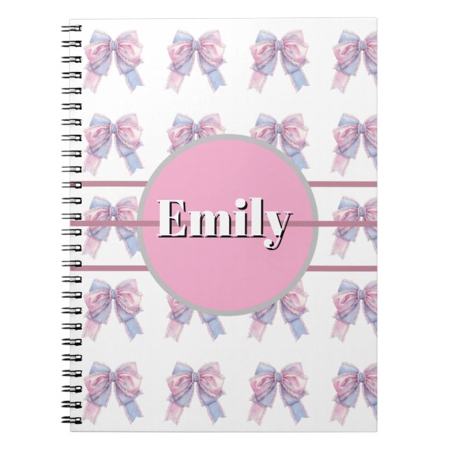 custom & personalised  name notebook with bow (Front)