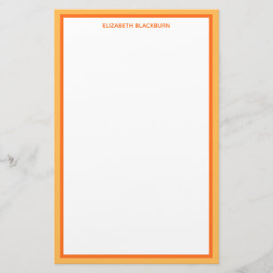 Custom Personalised Name Orange Colourful Border Stationery