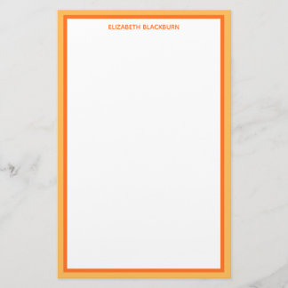 Custom Personalised Name Orange Colourful Border Stationery