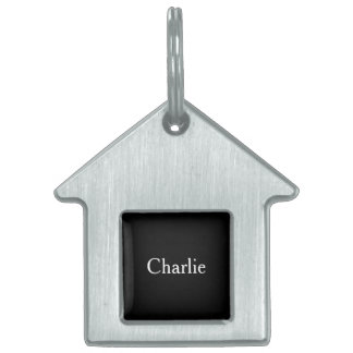 Custom Personalised Name Photo Art Black Pet ID Tag