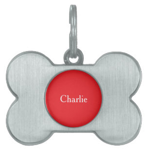 Custom Personalised Name Photo Art Bright Red Pet ID Tag