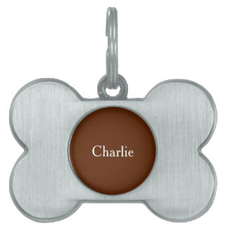 Custom Personalised Name Photo Art Chocolate Brown Pet ID Tag
