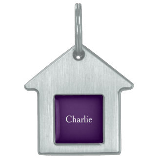 Custom Personalised Name Photo Art Dark Purple Pet ID Tag