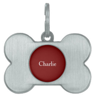 Custom Personalised Name Photo Art Deep Red Pet ID Tag
