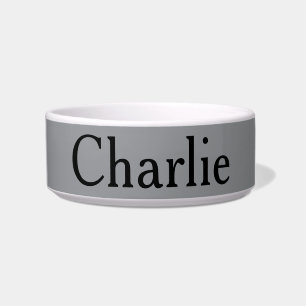 Custom Personalised Name Photo Art Grey Pet Bowl