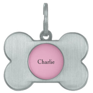 Custom Personalised Name Photo Art Light Pink Pet ID Tag