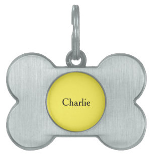 Custom Personalised Name Photo Art Light Yellow Pet ID Tag