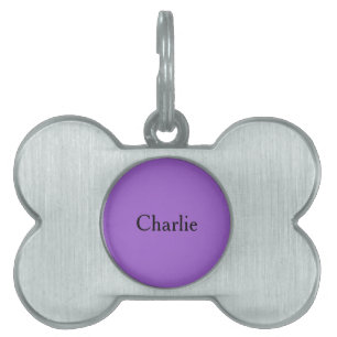 Custom Personalised Name Photo Art Purple Pet ID Tag