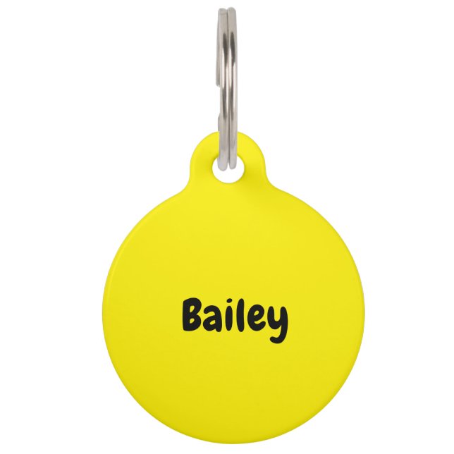 Custom Personalised Name Photo Bold Yellow Pet Tag (Front)