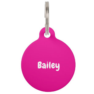 Custom Personalised Name Photo Hot Pink Pet Tag