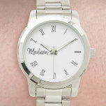 Custom Personalised Name Roman Number Watch<br><div class="desc">Create your own personalised wrist watch with your custom name. Add your initials or custom text to create something really unique. To edit this design template, simply edit the text fields as shown above. You can even add more text or images, customise fonts and colours. Treat yourself or make the...</div>