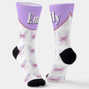 custom & personalised  name  with bow socks
