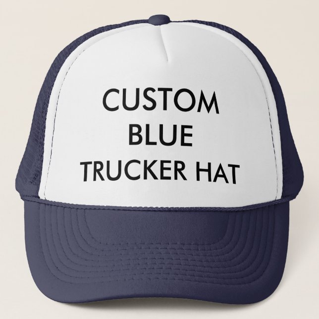Custom Personalised NAVY BLUE & WHITE TRUCKER HAT (Front)