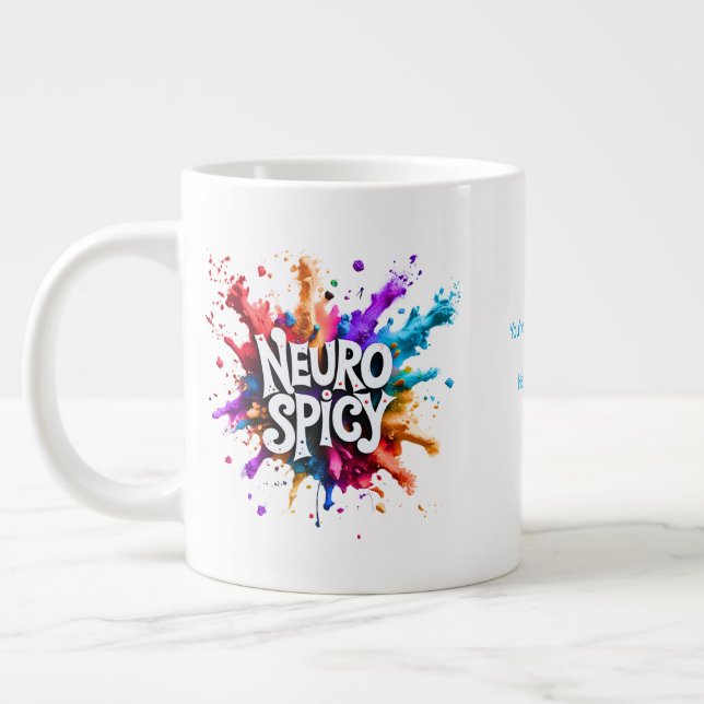 custom / personalised NEUROSPICY neurodiversity  Large Coffee Mug (Left)